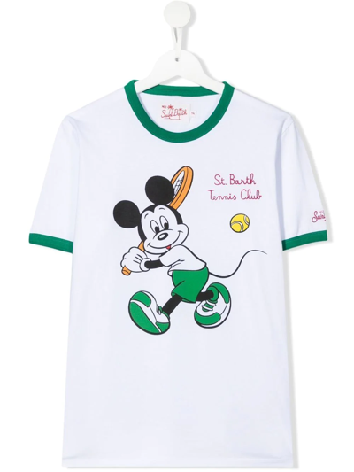 Mc2 Saint Barth Teen Mickey Print T-shirt In White