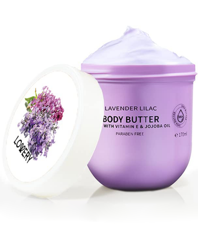 Lovery Lavender And Lilac Scented Whipped Body Butter, Bath And Body Care Cream, 6 oz
