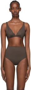 Asceno Cannes V-neck Bikini Top In Dusk Brown