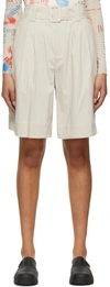 Ganni Beige Recycled Polyester Shorts In 121 Light Melange