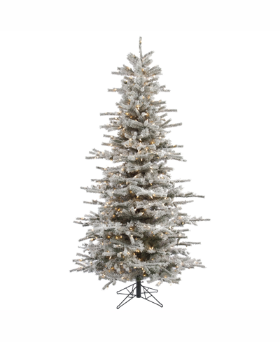Vickerman 6.5 Ft Flocked Sierra Fir Slim Artificial Christmas Tree With 550 Clear Lights