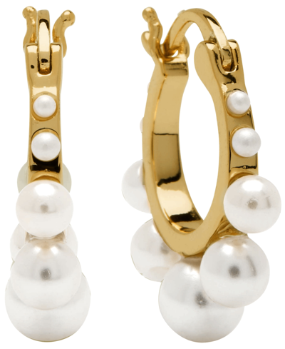 And Now This Women's Imitation Pearl Hoop Earring In Gold Plated