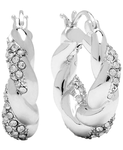 And Now This Women's Crystal Twist Puff Hoop Earring In Fine Silver Plated
