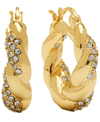 And Now This Women's Crystal Twist Puff Hoop Earring In Gold Plated