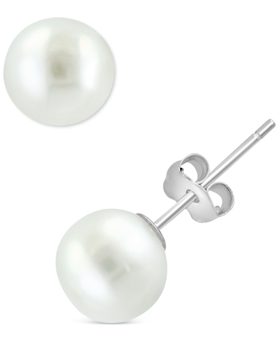 Effy Collection Effy Cultured Freshwater Pearl (7mm) Stud Earrings In Sterling Silver