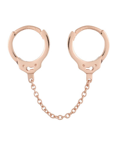 Adinas Jewels Women's Double Handcuff Chain Huggie Earring In Pink