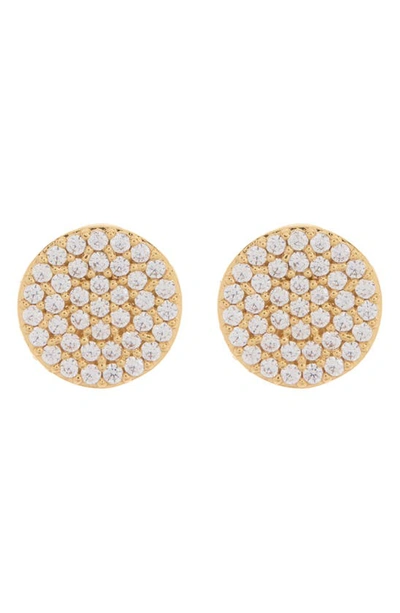 Nadri Cz Pavé Disc Stud Earrings In Clear/ Gold