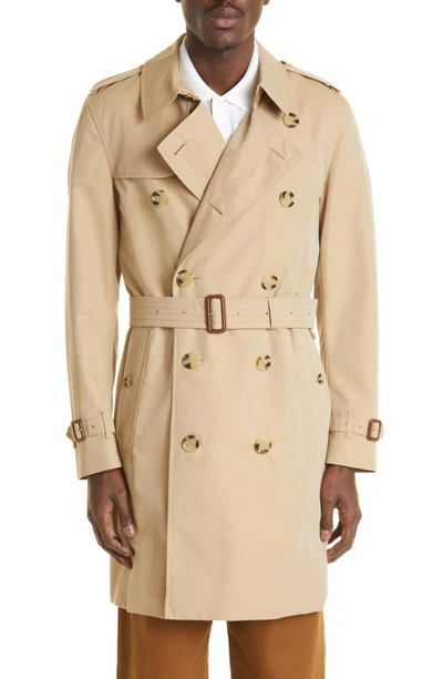 BURBERRY BURBERRY THE KENSINGTON MID COTTON GABARDINE TRENCH COAT