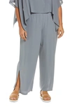Eileen Fisher Women's Silk Straight-fit Ankle Pants In Steel