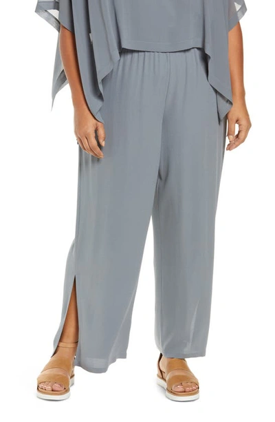 Eileen Fisher Women's Silk Straight-fit Ankle Pants In Steel