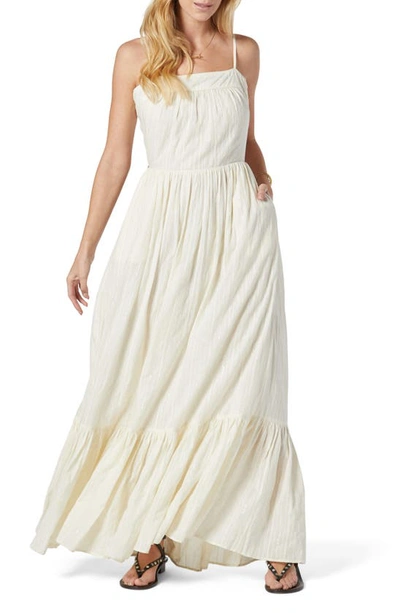 Joie Elissabet Tiered Metallic Cotton-blend Gauze Maxi Dress In White