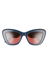 Dior Bobby 52mm Cat Eye Sunglasses In Shiny Blue / Bordeaux
