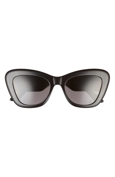 Dior Bobby 52mm Cat Eye Sunglasses In Shiny Black / Smoke