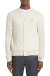 Comme Des Garçons Play Cardigan With White Heart In Natural 3