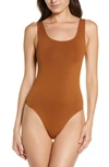 Skims Soft Smoothing Thong Bodysuit In Copper