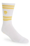 Alexander Mcqueen Stripe Skull Socks In Off White/ Yellow