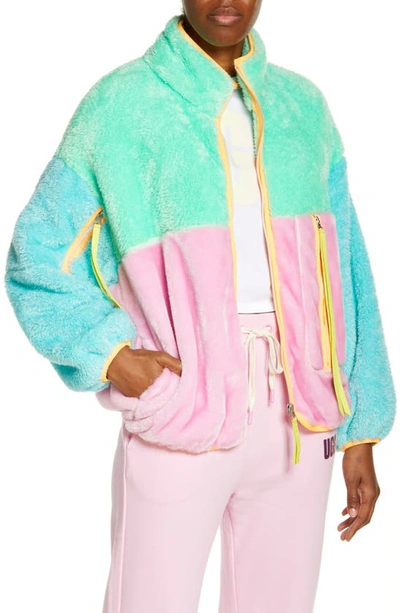 Ugg Marlene Ii Fleece Jacket In Spring Grn / Daydream / Laguna