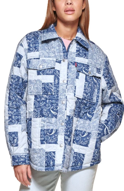 Levi's Patchwork Style Quilted Jacket In Blue Paisley Print-multi
