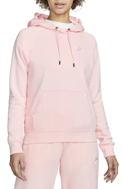 Nike Sportswear Essential Pullover Fleece Hoodie In Pink Oxford/ White
