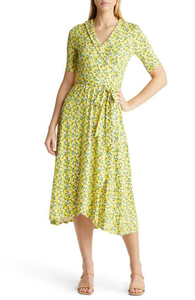 Boden Lavinia Jersey Wrap Dress In Ivory Lemon Vine | ModeSens