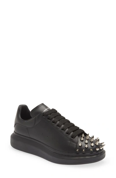 Alexander Mcqueen Oversize Punk Stud Sneaker In Black Silver