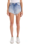 Mother Tomcat Ultra High Waist Fray Hem Denim Shorts In I Confess