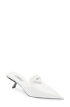 Prada Logo-plaque Pointed Leather Mules In Bianco