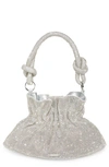 Cult Gaia Mini Bara Rhinestone Mesh Shoulder Bag In Silver