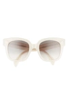 Celine Bold 3 Dots 54mm Gradient Square Sunglasses In Ivory / Gradient Brown