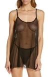 Coquette Sheer Chemise In Black