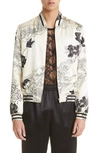 SAINT LAURENT JAPANESE PRINT SILK SATIN BOMBER JACKET