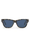 Dior Signature 54mm Rectangular Sunglasses In Shiny Beige / Blue