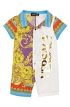 VERSACE BAROCCO PRINT COTTON LOGO ROMPER