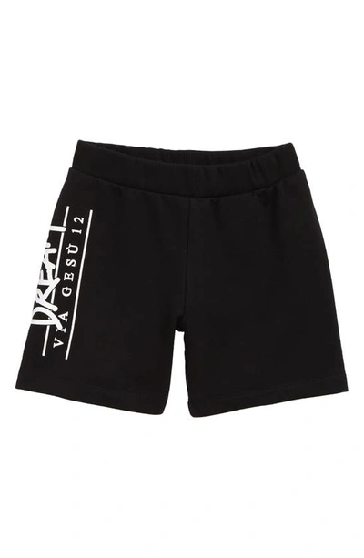 Versace Kids' Logo Cotton Sweat Shorts In Black