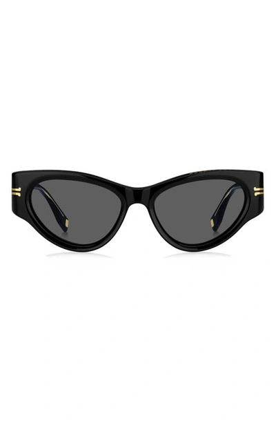 Marc Jacobs Dramatic Acetate Cat-eye Sunglasses In Black/gray Solid