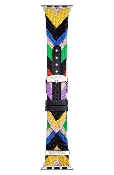Missoni Men's Apple Watch Multicolor Fabric And Leather Watch Strap/24mm In Neutral