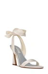 Nine West Kelsie Ankle Tie Sandal In Ivory Satin