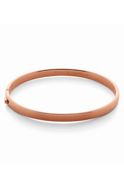 Monica Vinader Essential Hinged Bangle Bracelet In 18ct Rose Gold On Silver