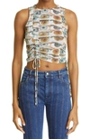 Paloma Wool Baviera Eye Print Semisheer Top In Ecru