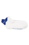 Alexander Mcqueen Logo Heel Tab Ankle Socks In White/ Blue