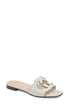 Gucci Logo-cut Out Leather Sandals In Mystic White