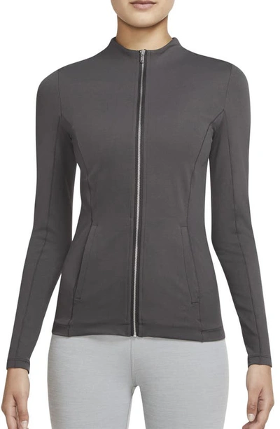 Nike Yoga Luxe Dri-fit Women's Full-zip Jacket In Medium Ash/particle Grey