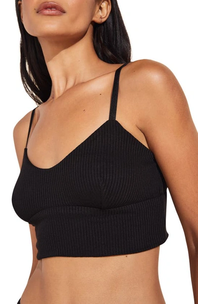 Eberjey Elon Ribbed Longline Bralette In Black