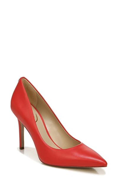 Sam Edelman Hazel Pointed Toe Pump In Parisian Red Leather