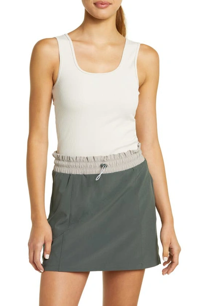 Zella Live In Square Neck Rib Tank In Beige Pumice