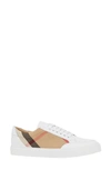 Burberry New Salmond Check Leather Sneakers In Optic White