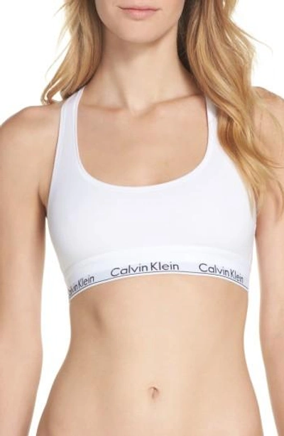Calvin Klein Underwear Modern Cotton Collection Cotton Blend Racerback Bralette In White