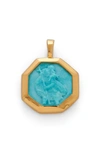 Monica Vinader Gold St Christopher Gemstone Pendant Turquoise In 18ct Gold Vermeil On Silver