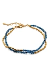 Monica Vinader Mini Nugget 18ct Yellow Gold-plated Vermeil Sterling-silver And Onyx Bracelet In Blue