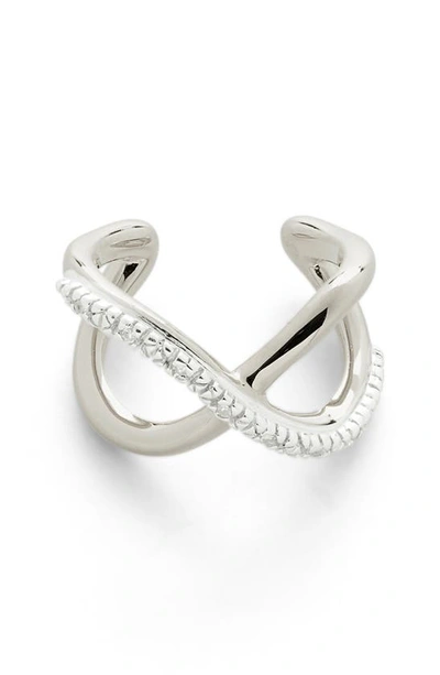 Monica Vinader Riva Crossover Diamond Ear Cuff In Sterling Silver